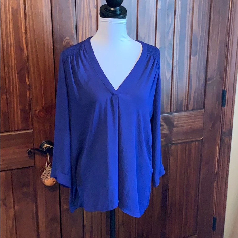 Royal blue blouse 3/4 sleeve